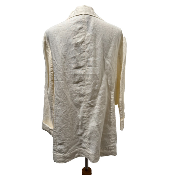 J Jill Blazer Womens Ivory Linen Single Button Pockets Lightweight Jacket XL NWT - Picture 2 of 11
